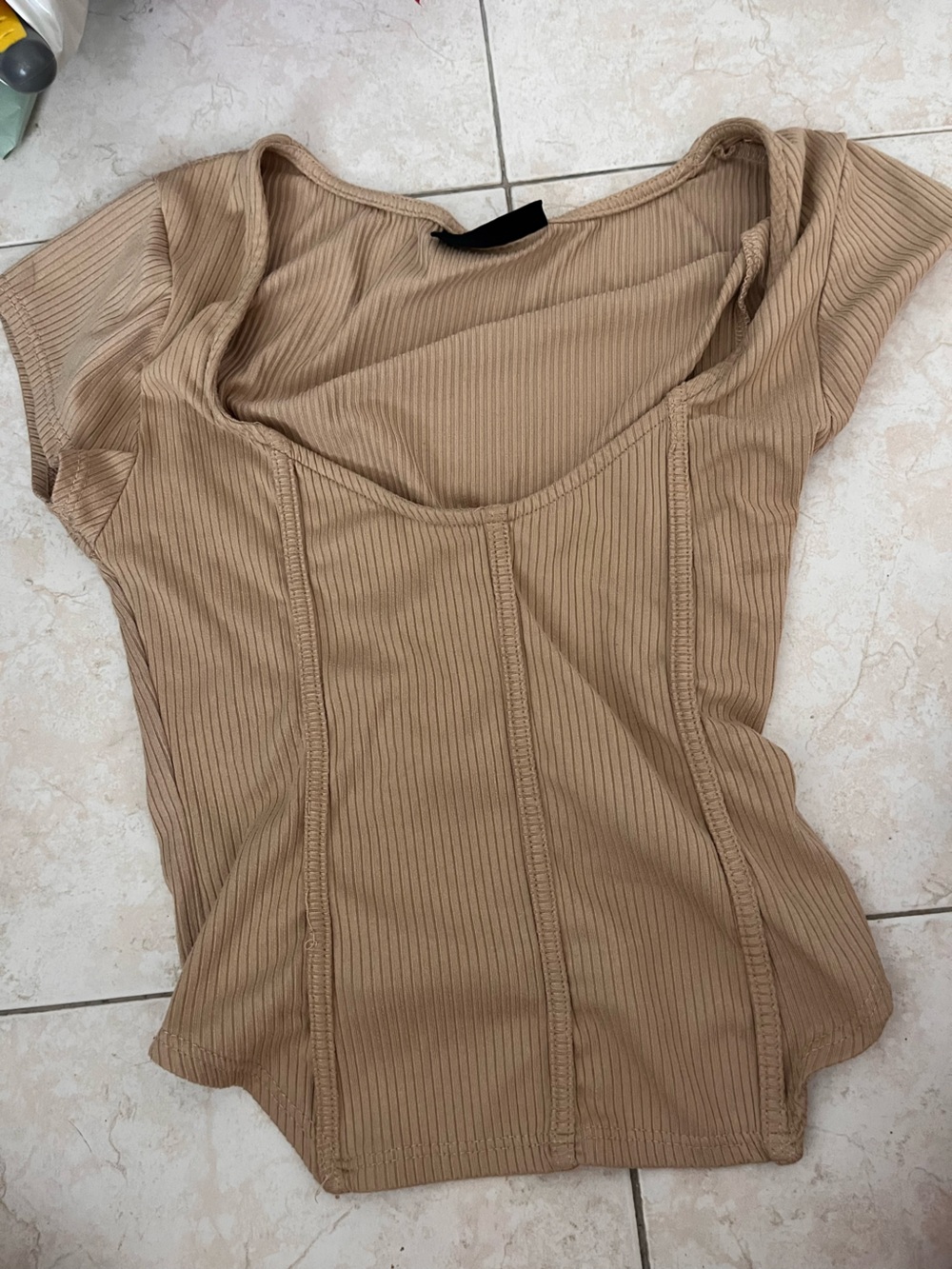Ribbed Crop Top in Camel Tan - Women's